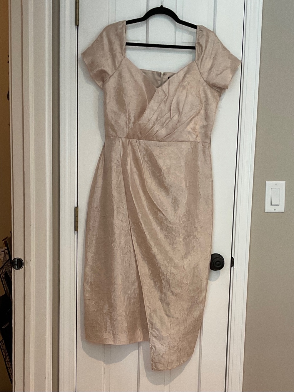 Tahari ASL Pale Blush Wrap-Front Midi Dress